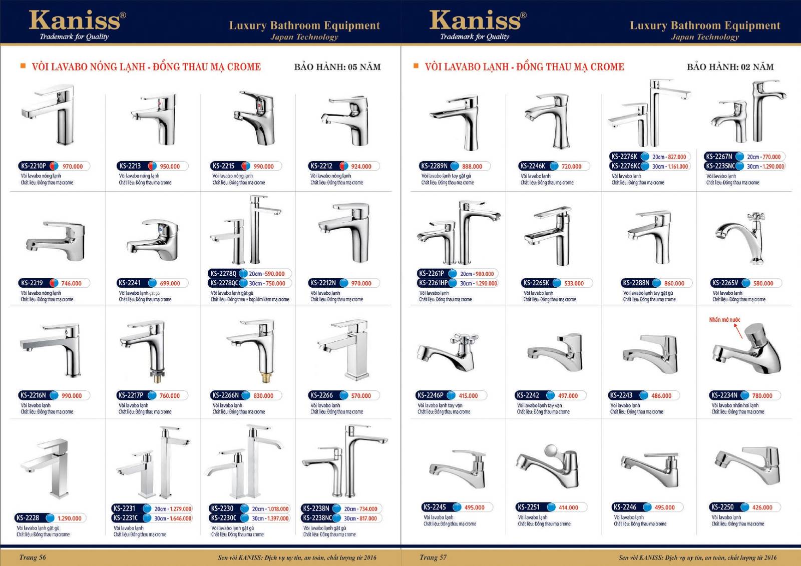 Catalogue và Bảng giá Thiết bị vệ sinh KANISS mới nhất /Page 29